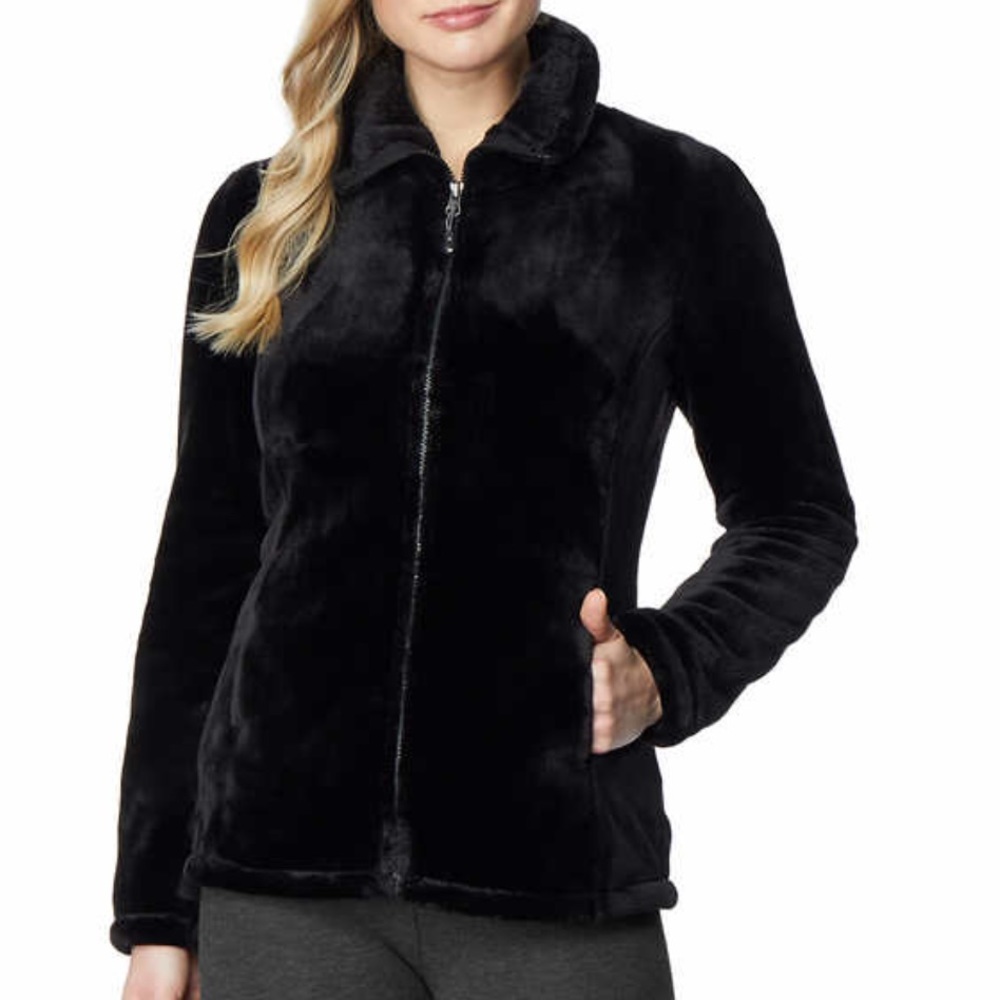🔥 Black Plush Zip Up Sweatshirt Size 2X Size XXL - Picture 2 of 3